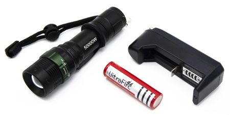 Ручной фонарь Police BL-8455, RB205, 18650 или 3хААА, Zoom