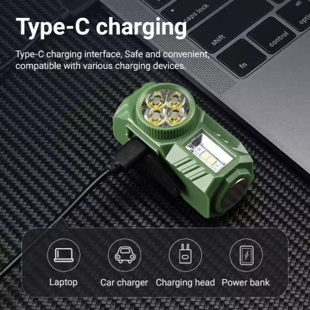 Налобный фонарь YEMAO YM-T614, 500LM, (White+Red), Сенсор, ЗУ Type-C