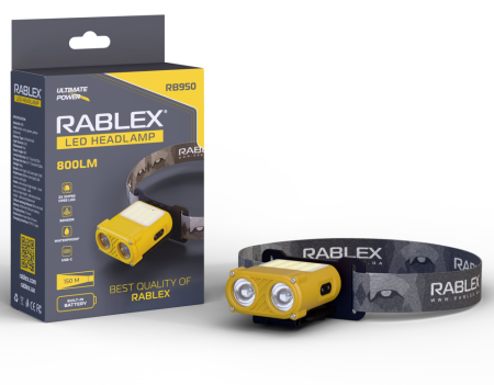 Налобный фонарь Rablex RB950, красный+белый свет, 2хXPL+16хCOB+1хRED COB, аккум, Type-C