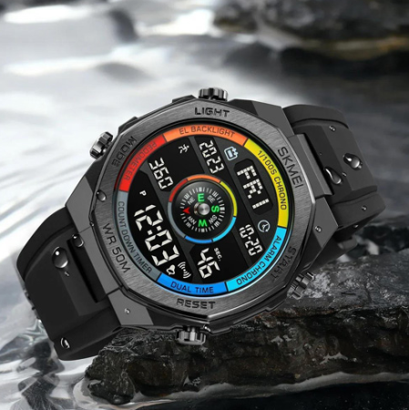 Часы наручные SKMEI 2209CKBK, COLORFUL/BLACK, Compass, Pedometer, 10351