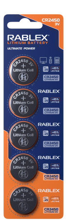 Батарейки-Таблетки Rablex CR2450/3V блистер 5шт.