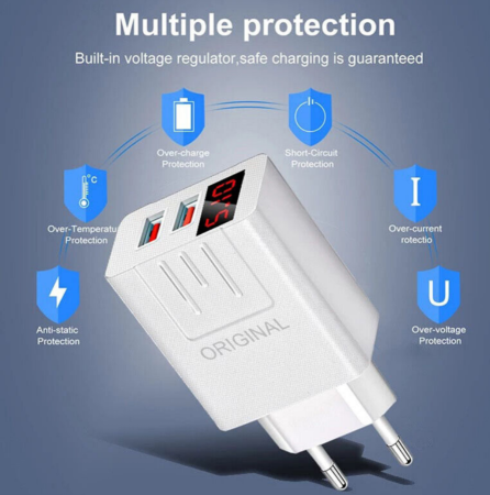 СЗУ Сетевое зарядное устройство PD APD-2S, 2*USB, LED СЗУ Сетевое зарядное устройство PD APD-2S, 2*USB, LED