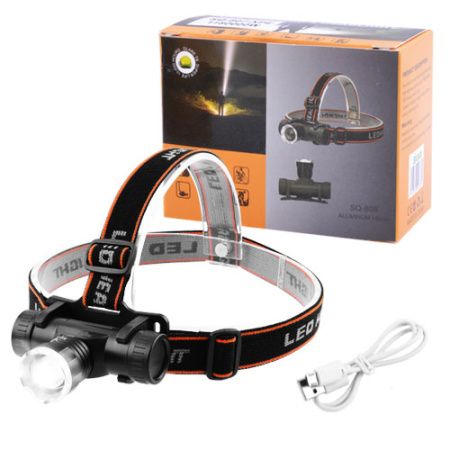 Налобный фонарь Police SQ-808-T6, ЗУ microUSB