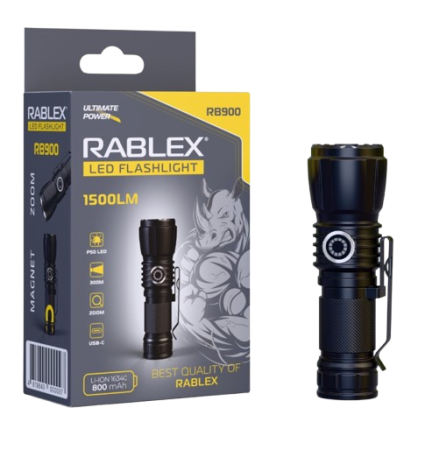 Ручной фонарь Rablex RB900, Zoom, ЗУ Type-C,