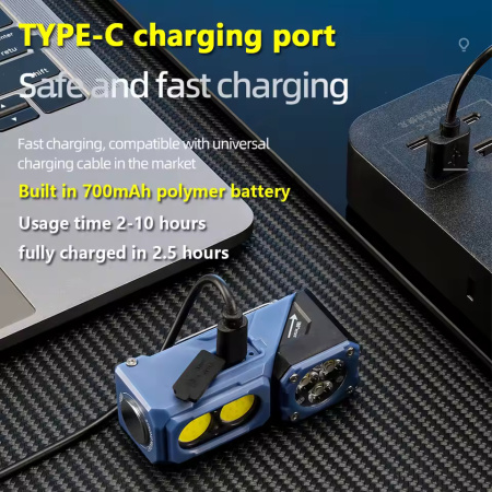 Налобный фонарь YEMAO YM-T615, 500LM, (White+Red), Сенсор, ЗУ Type-C