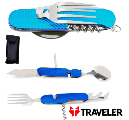 Туристический столовый прибор Traveler A106 синий