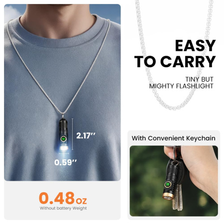 Ручной фонарь YEMAO YM-M10, 800LM, 1x10180+1*10440 аккум, TYPE-C