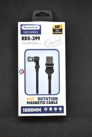 Магнитный кабель REDDAX RDX-399 Type-C (1м, тканевая оплетка, LED), Black