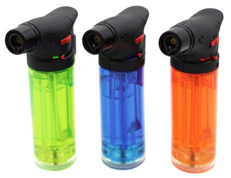 Горелка газовая карманная / Турбо зажигалка / Lighter прозрачная (карамелька) оптом