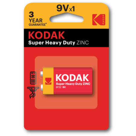 Батарейка KODAK Super Heavy Duty 6F22 / 9V / БЛИСТЕР