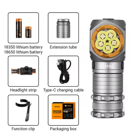 Налобный фонарь YEMAO YM-T355X, 2000LM, (White+Red), Сенсор, ЗУ Type-C