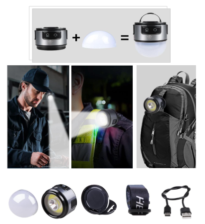 Налобный фонарь PL-125 XPC+COB, аккум., ЗУ Type-C