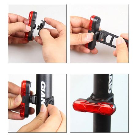 Велосипедный задний фонарь мигалка аккумуляторная 8821-5COB, аккум., ЗУ micro USB