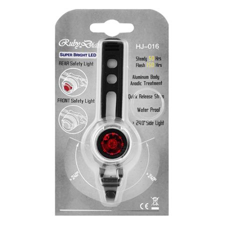 Велосипедный задний фонарь мигалка на батарейках HJ-016-1LED, Waterproof, 2хCR2032