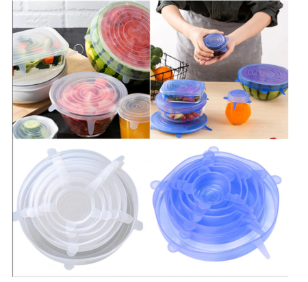 Набор силиконовых крышек 6 шт — прозрачные / 7492