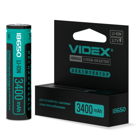 Аккумулятор Videx 18650 Li-ion 3400mAh 3.7V С ЗАЩИТОЙ !!