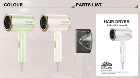 Фен для волос DALING DL-3031, 2200W