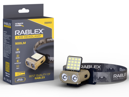 Налобный фонарь Rablex RB951, красный+белый свет, 2хXPL+16хCOB+1хRED COB, аккум, Type-C