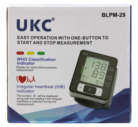 Тонометр автоматический UKC BLPM-29 с автоотключением на запястье / 4352