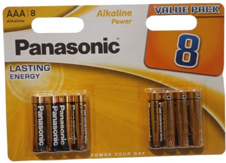 Батарейка Panasonic LR3, AAA, Alkaline, 8 штук