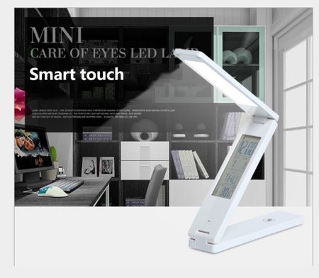 Настольная LED лампа аккумуляторная 18LED/ Часы+Дата+Температура/ ЗУ MicroUSB Настольная LED лампа аккумуляторная 18LED/ Часы+Дата+Температура/ ЗУ MicroUSB