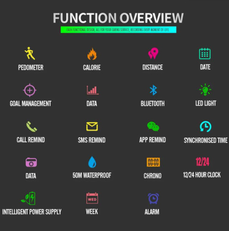 Часы наручные SKMEI 1629BK, BLACK, Smart Watch, 10259