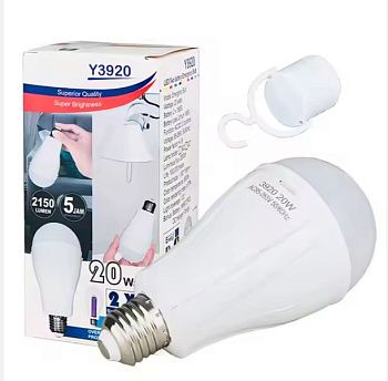 Ліхтар для кемпінгу Y3920, 20W, Е27, з гачком, акумулятор 2х18650
