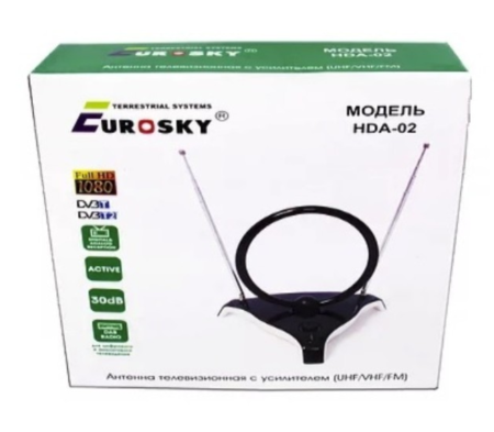 Антенна Eurosky HDA-02  комнатная с усилителем + подставка МВ+ДМВ