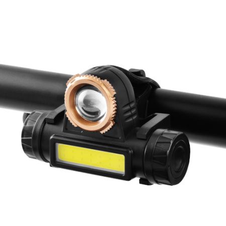 Налобный фонарь 874-XPE+COB, zoom, аккумулятор, micro USB
