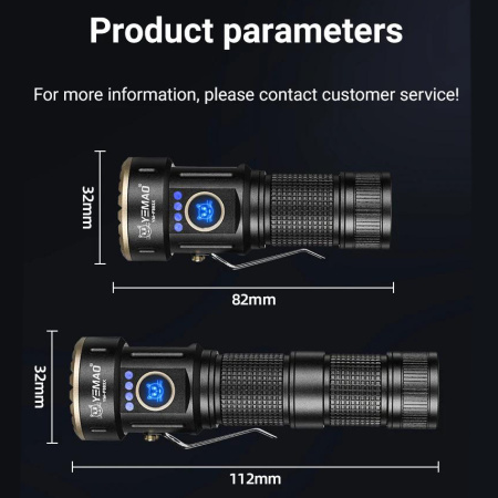 Ручной фонарь YEMAO YM-F883X, 3000LM, 8*XTE LED, 1x18350+1*18650 аккум, TYPE-C