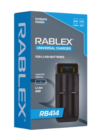 Зарядное устройство Rablex RB414, 2 × 18650 и др., USB
