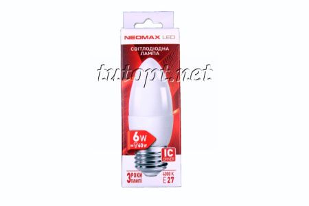 Светодиодная LED лампочка NeoMax (EcoLux) 6W NX6C E27 4000K (Свечка)