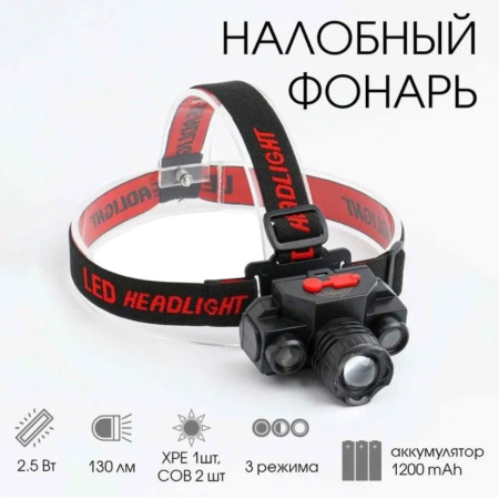 Налобный фонарь Bailong BL-1805, аккумулятор 18650, micro USB, 8016