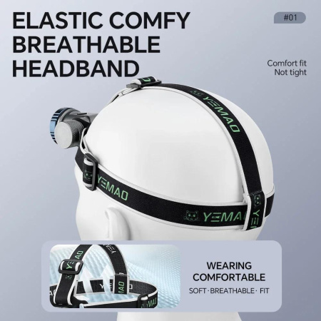 Налобный фонарь YEMAO YM-T755X, 3000LM, (White+Red), Сенсор, ЗУ Type-C