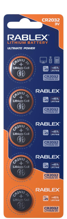 Батарейки-Таблетки Rablex CR2032 / 3V блистер 5шт.
