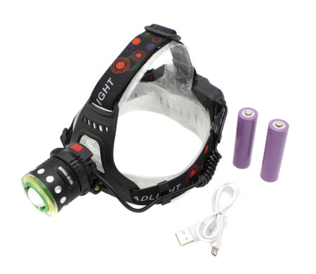 Налобный фонарь PL120, RB120, ЗУ microUSB, T6+Cob, Zoom