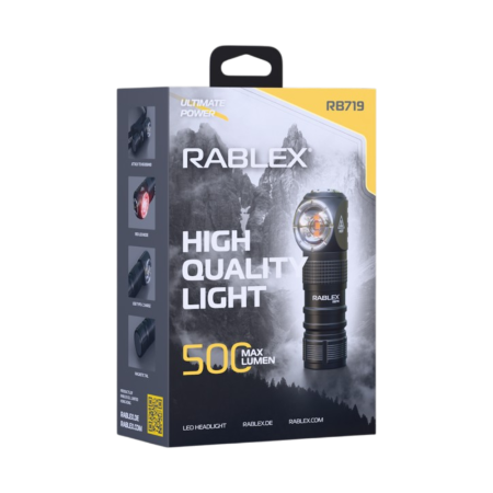 Налобный фонарь Rablex RB719, белый+красный, 500 lumen, аккум, Type-C