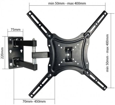 Крепление Кронштейн для телевизора Home Design HDL-117B-2 14"-55" / поворотный/ 6896