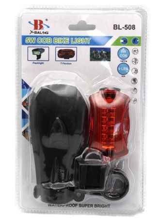Комплект Велосипедная фара и задний фонарь мигалка X-Balog BL-508