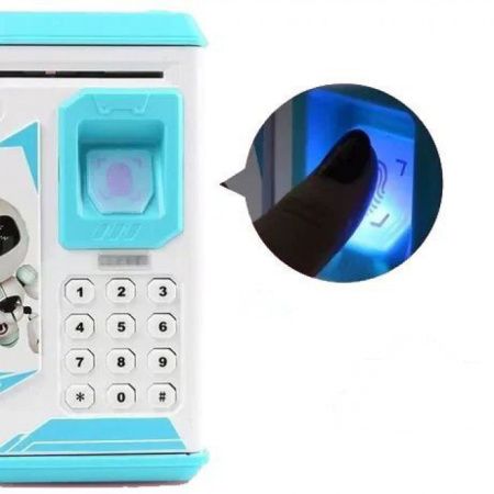 Детская копилка сейф для денег, с кодом и отпечатком пальца ROBOT BODYGUARD №906