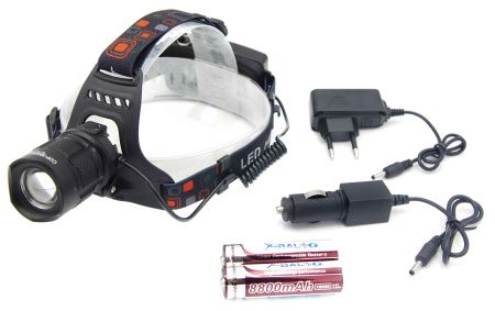 Налобный фонарь RB117, 2х18650 Акк., P50 LED, Zoom/