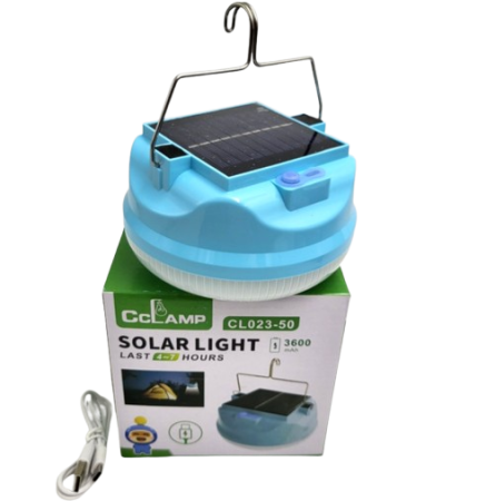 Фонарь для кемпинга Cclamp CL-023B, 50W, аккумулятор, солнечная панель