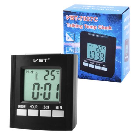 Часы электронные VST-7027C + Температура на батарейках, голосовые 2R6/AA