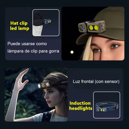 Налобный фонарь YEMAO YM-T615, 500LM, (White+Red), Сенсор, ЗУ Type-C