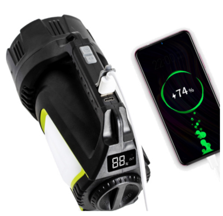 Ручной фонарь T100A-10W+2COB, Белый, Красный, Синий, power bank, 4x18650, ЗУ Type-C Ручной фонарь T100A-10W+2COB, Белый, Красный, Синий, power bank, 4x18650, ЗУ Type-C