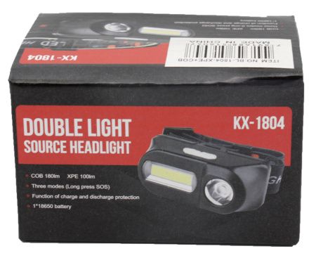 Налобный фонарь Bailong BL-1804, PL185, LED+COB, аккумулятор 18650, micro USB