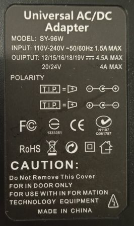 Сетевое зарядное устройство для ноутбука Laptop  Adapter SY-96W Сетевое зарядное устройство для ноутбука Laptop  Adapter SY-96W