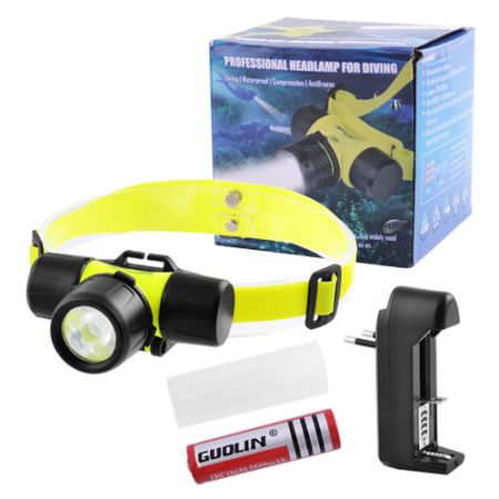 Налобный фонарь подводный 6800-XPE, ЗУ 220V, 1x18650, 3xAAA