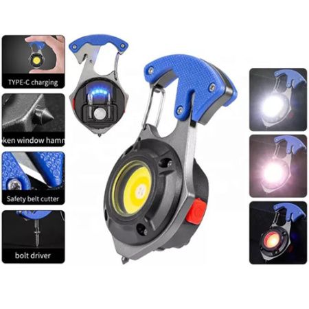 Фонарь для кемпинга W5143-COB, Белый, Жёлтый, Красный, multitool, Li-Ion, магнит, карабин