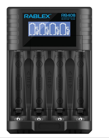 Зарядное устройство Rablex RB408 на 4 AA/AAA R3/R6 1.2V 3.7V Зарядное устройство Rablex RB408 на 4 AA/AAA R3/R6 1.2V 3.7V